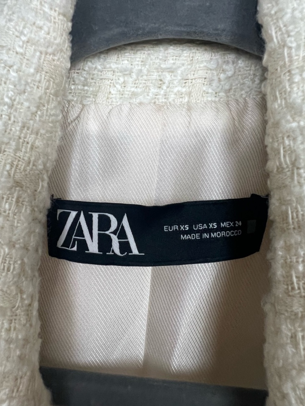 ZARA IVORY DOUBLE BREASTED TEXTURED WEAVE TWEED BLAZER JACKET XS - Picture 9 of 14
